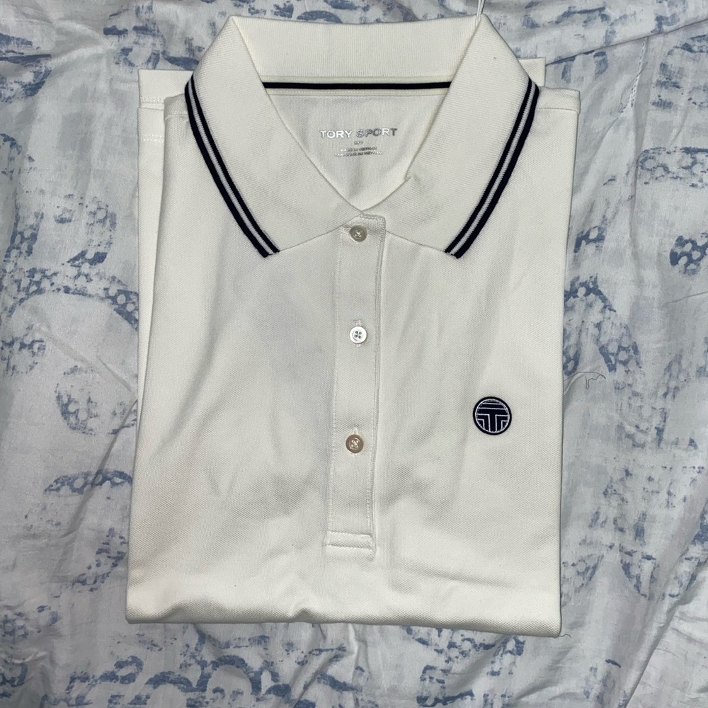 Tory Sport (Tory Burch) performance pique polo. Snow White (047)